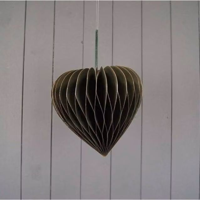 KDMD Handmade Green Heart Paper Hanging Decoration