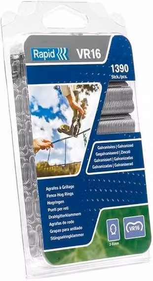 Rapid Vr16 Fence Hog Rings Pack 1390 Galvanised Steel in Grey – 1