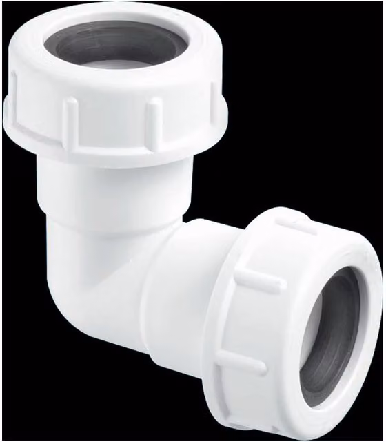 McAlpine White Plastic 90 Degree Overflow Pipe Bend 3/4"