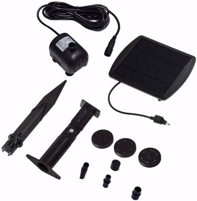 FLAVORA Solar Powered Water Feature Pump and Fountain in Black – 1
