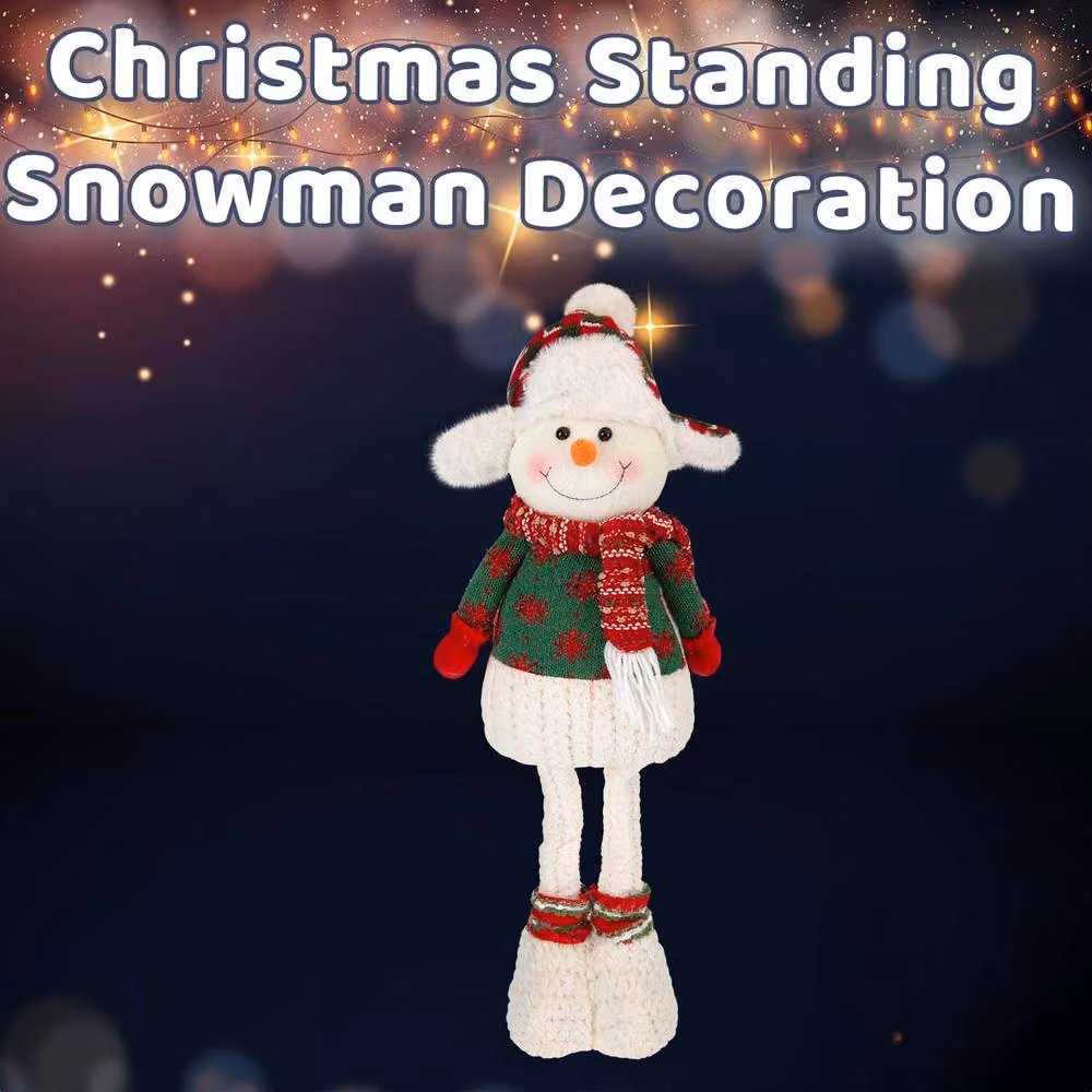 VFM e-Store Christmas Standing Snowman Decoration in White and Red, H 41 cm x W 21.5 cm – 2