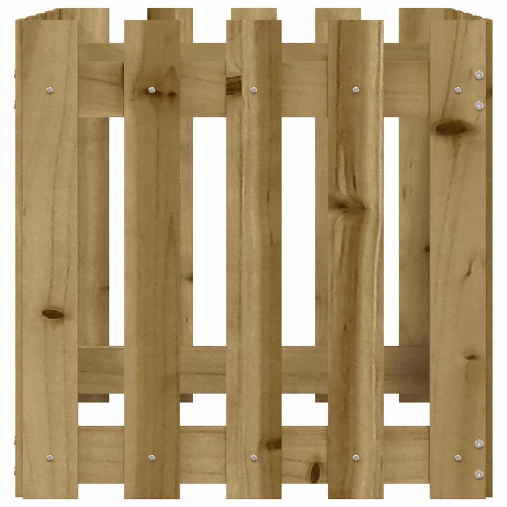 Berkfield Home Beautiful Garden Planter with Fence Design in Brown, W/D/H: 50 x 50 x 50 cm – 3