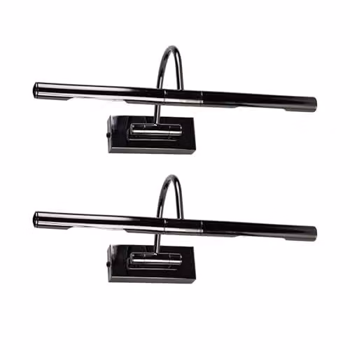 MiniSun Capri Adjustable Black Chrome Mains Powered Wall Display Lights, Set of 2 – 1