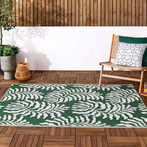 Riva Home Tocorico Reversible Jacquard Woven Floral Rug in Green, W: 120 cm, D: 180 cm – 1