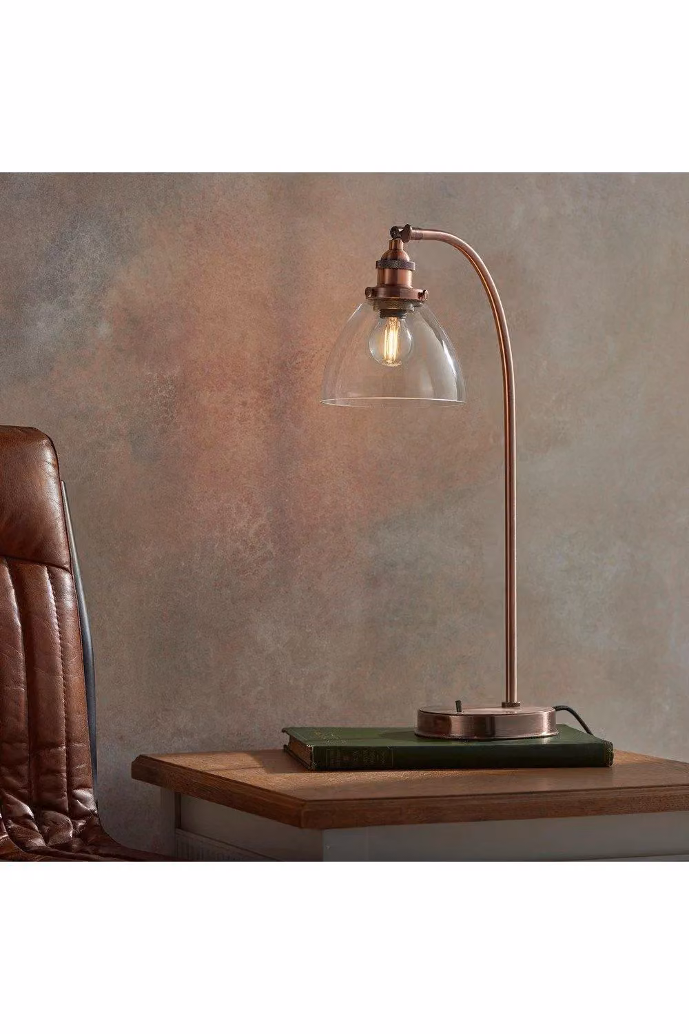 Netlighting Hansen Adjustable Table Lamp in Aged Copper and Brown Glass with E14 Socket – 2