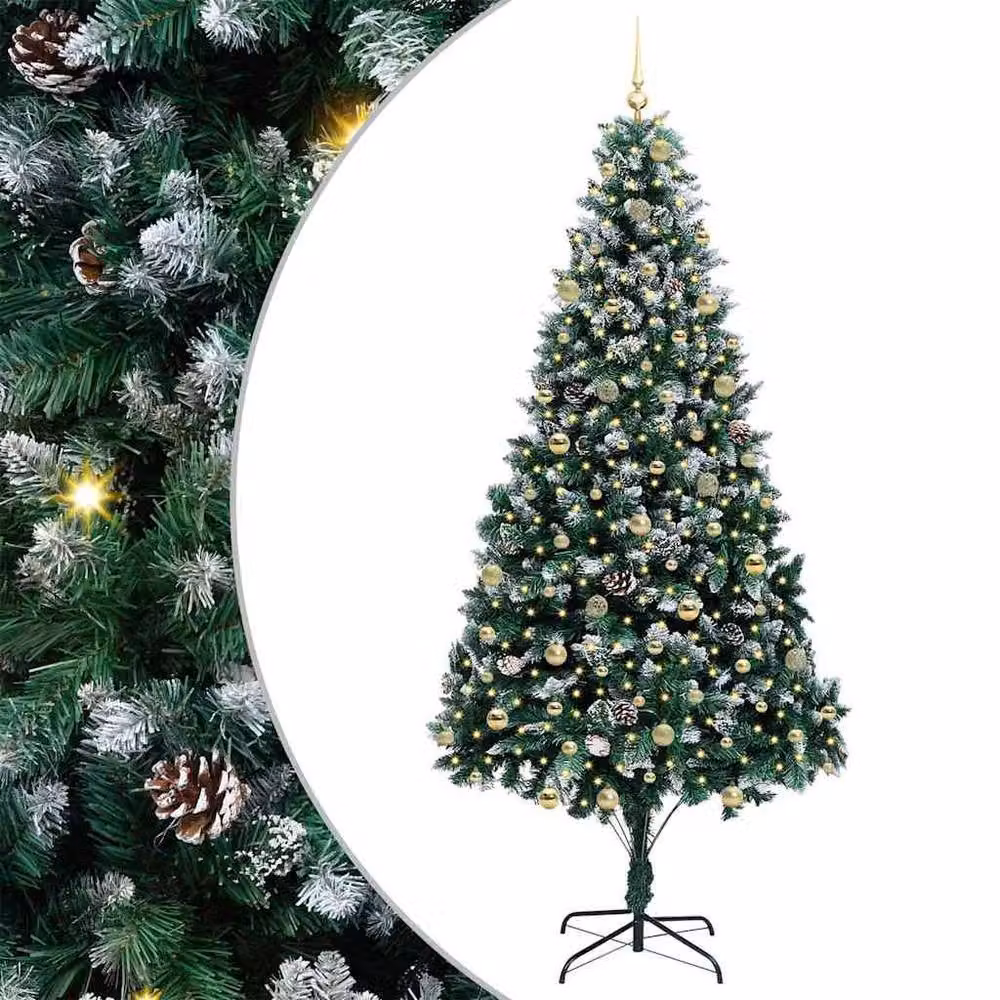 Berkfield Home Artificial Green Christmas Tree with 300 LEDs and Stand, Height: 240 cm – 2