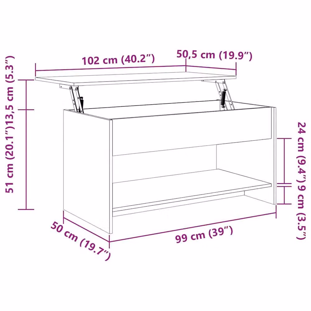 Berkfield Home Modern Coffee Table in Smoked Oak Brown, W/D/H: 102 x 50 x 52.5 cm – 5