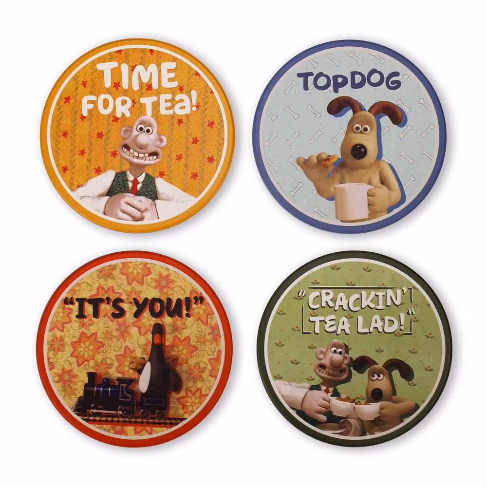 Wallace & Gromit Ceramic Stoneware Coaster Set of 4, Multicolour, Round – 3