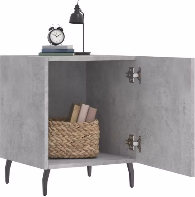 Berkfield Home Modern Bedside Cabinets, 2 Piece Set, Concrete Grey, W/D/H: 40 x 40 x 50 cm