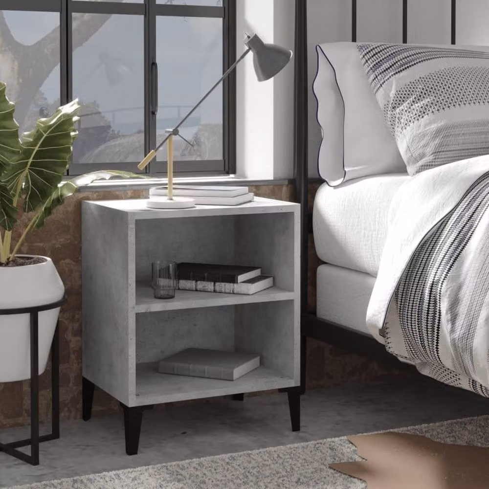 Berkfield Home Bed Cabinet with Metal Legs in Concrete Grey, W/D/H: 40 x 30 x 50 cm – 2
