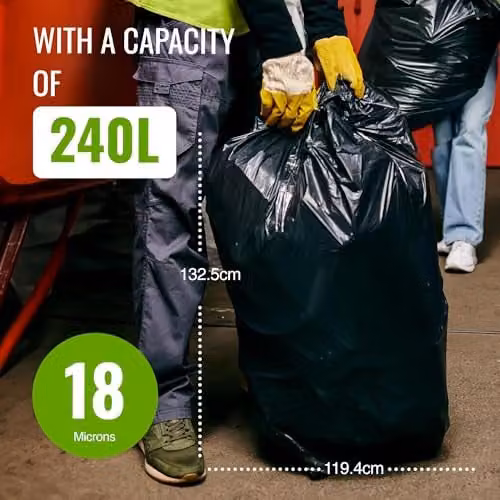 Ecobag Black Eco-Friendly Wheelie Bin Liners, 240L, 18 Microns – 3