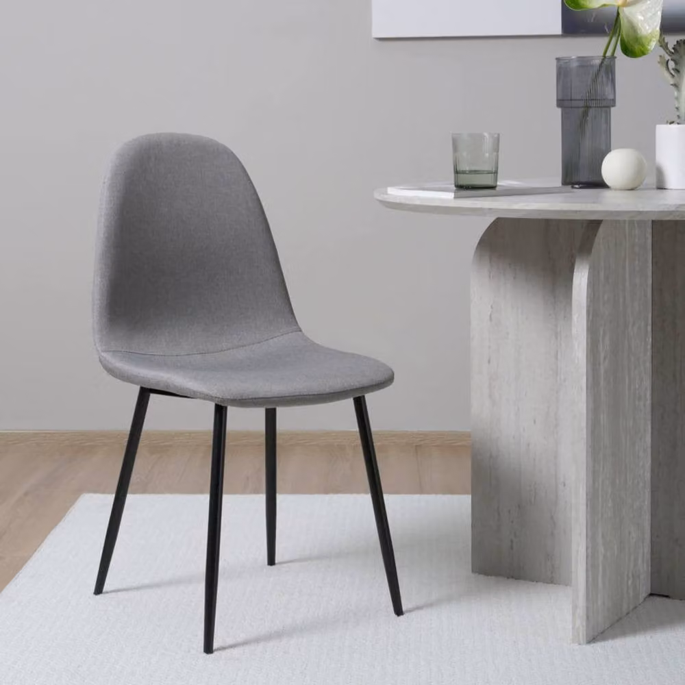 Home Garden Direct Asteria Dining Chairs Set of 2 in Grey Fabric and Metal – 2
