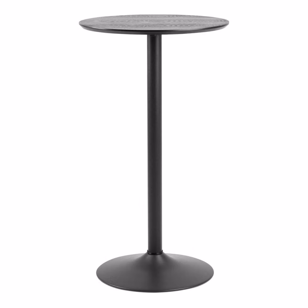 Wyld Haus Aars Round Bar Table with Black Ash Wood Top and Metal Base, H 105 cm x W 60 cm x D 60 cm – 2