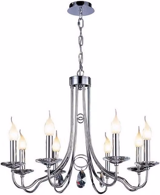 Netlighting Danya Round Pendant Light with 8 Crystal Accents in Polished Chrome and Silver, E14 – 1