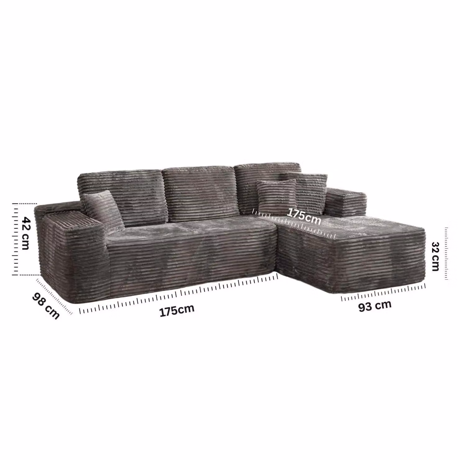 MN Furniture Modern Compact Right Corner L-Shape Sofa in Grey with Scatter Cushions – 3