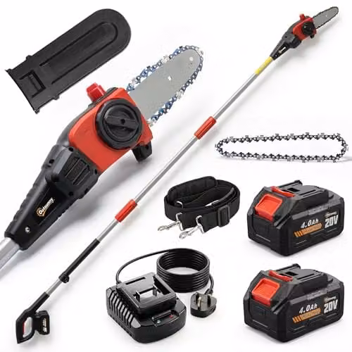 Outsunny 18V 8 inch Cordless Pole Chainsaw in Black with Spare Battery and Quick Charger