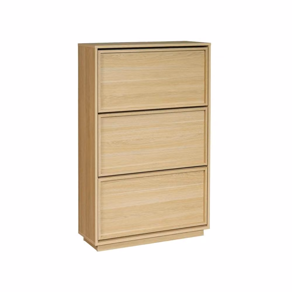 sweeek Modern Wood Shoe Cabinet in Beige with 3 Tilting Compartments, W/D/H: 120 x 26 x 75 cm – 2