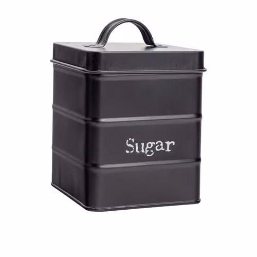 Harbour Housewares Metal Sugar Storage Canister with Airtight Lid, Black