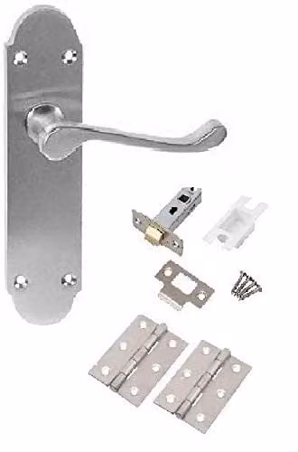 Golden Grace Epsom Victorian Scroll Latch Door Handles in Brushed Satin Chrome, 1 Set