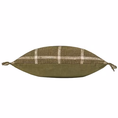Riva Home Checked Square Cotton Cushion in Green and Beige, W/D/H: 45 x 45 x 45 cm – 2