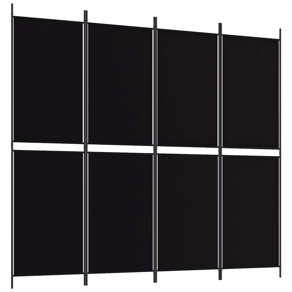 Berkfield Home 4-Panel Black Fabric Room Divider, H 180 cm x W 180 cm – 1
