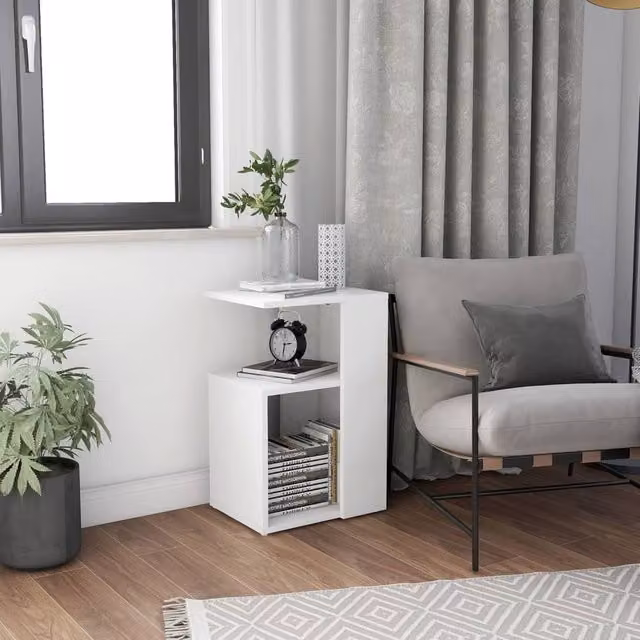 Berkfield Home Modern White Side Table W/D/H: 36 x 30 x 56 cm