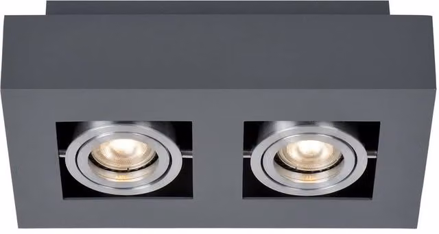 Netlighting Modern Black Aluminium Surface Mounted 2 Light GU10 Rectangular Downlight – 2