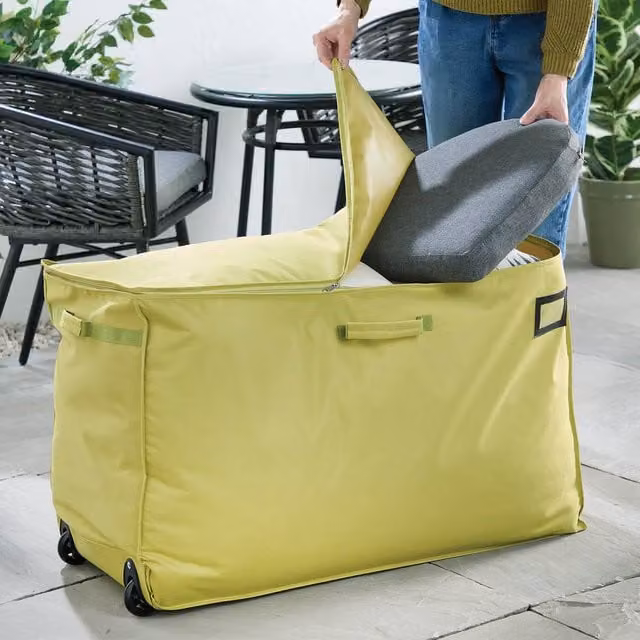 Victor Tools Extra Large Yellow Fabric Storage Bag with Wheels for Home and Garden