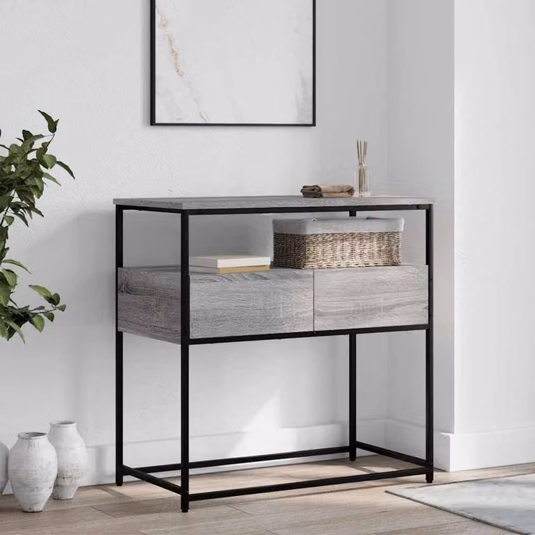 Berkfield Home Decorative Console Table in Grey Sonoma, W/D/H: 75 x 40 x 75 cm