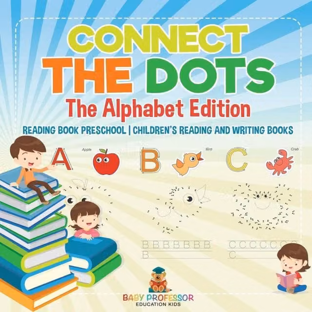 Baby Professor Connect the Dots Alphabet Edition Preschool Reading Book in White and Multicolour