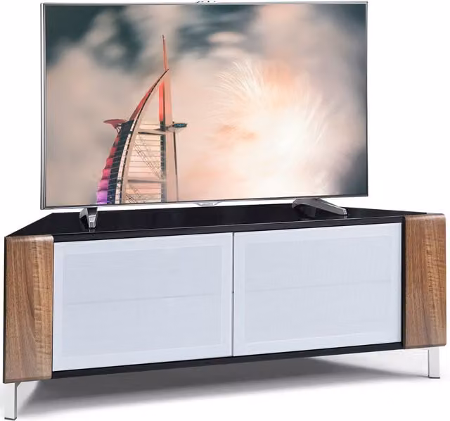 MDA Designs Corvus Corner-friendly TV Cabinet in Black and White, W: 120 cm, D: 45 cm, H: 48 cm