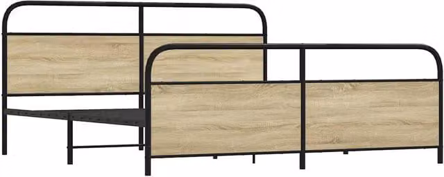 Berkfield Home Metal Bed Frame in Sonoma Light Oak with Drawers, 200 x 200 cm