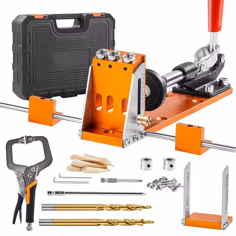 NESTLUNE Pocket Hole Jig Kit Joinery Woodworking System with Adjustable Depth, Orange – 3