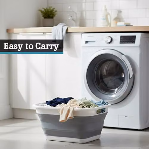 Orsina Collapsible Laundry Basket with Handles, Grey and White – 3
