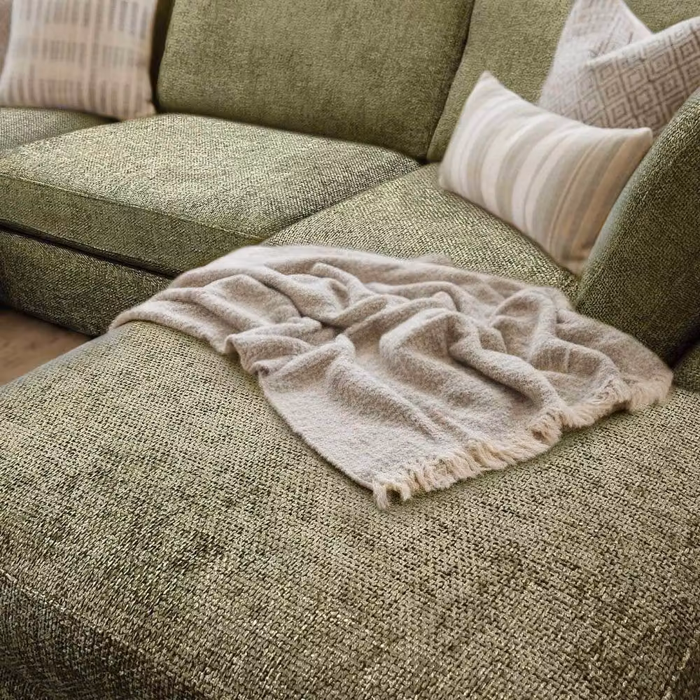 Furnishings For Less UK Kenzo U-Shaped 4-5 Seater Chenille Fabric Sofa in Olive Green – 2