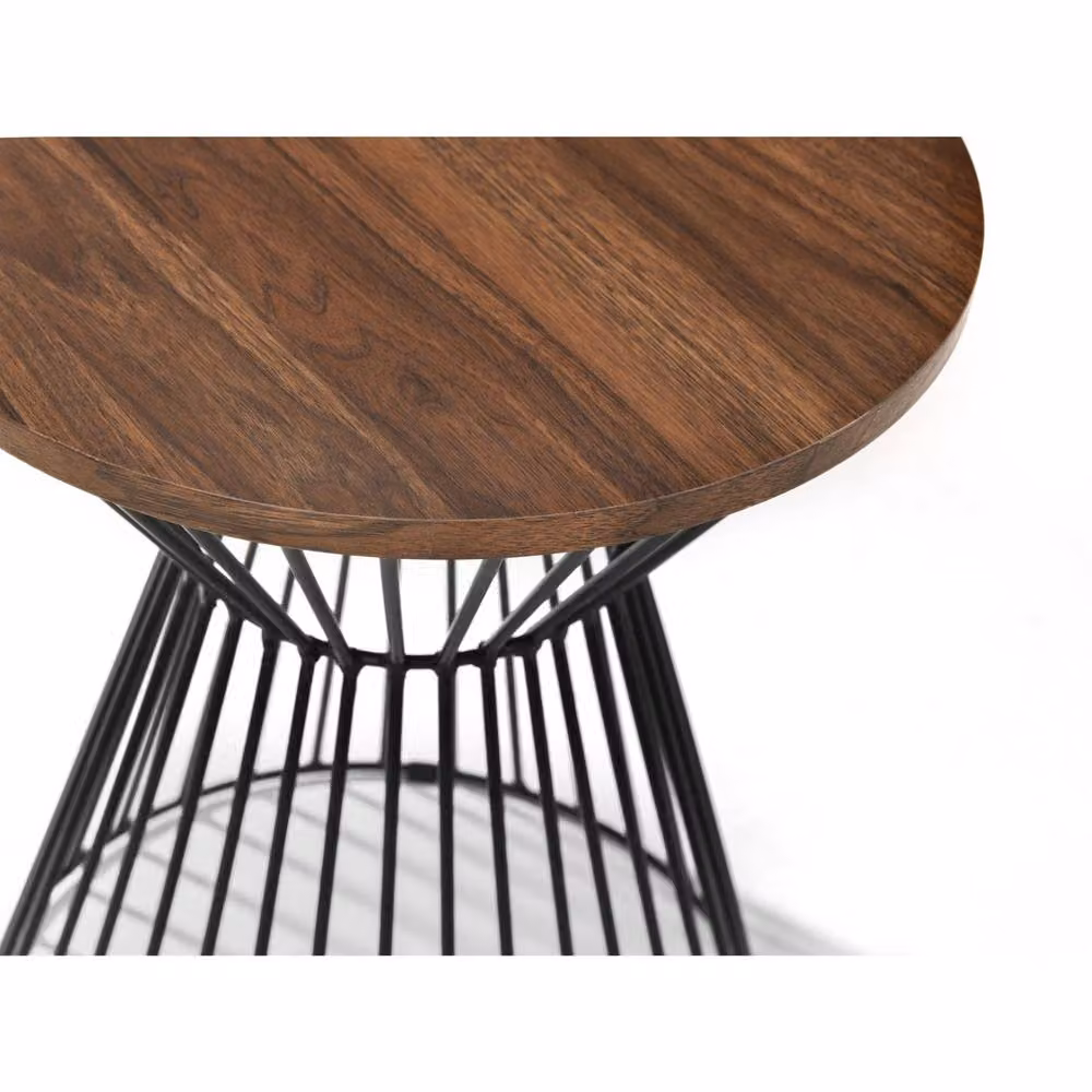 Cheshire Carloway Round Wire Lamp Table in Walnut and Black – 4