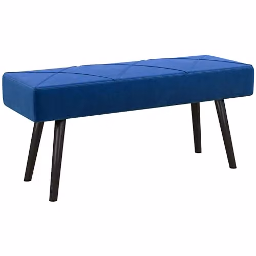 HOMCOM Upholstered Velvet End of Bed Bench with X-Shape Metal Legs, Blue, W/D/H: 120 x 45 x 36 cm – 1