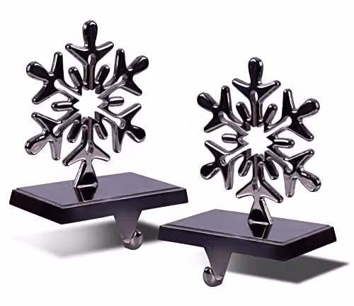 mysmartbuy Set of 2 Star Design Christmas Stocking Holders in Grey Metal