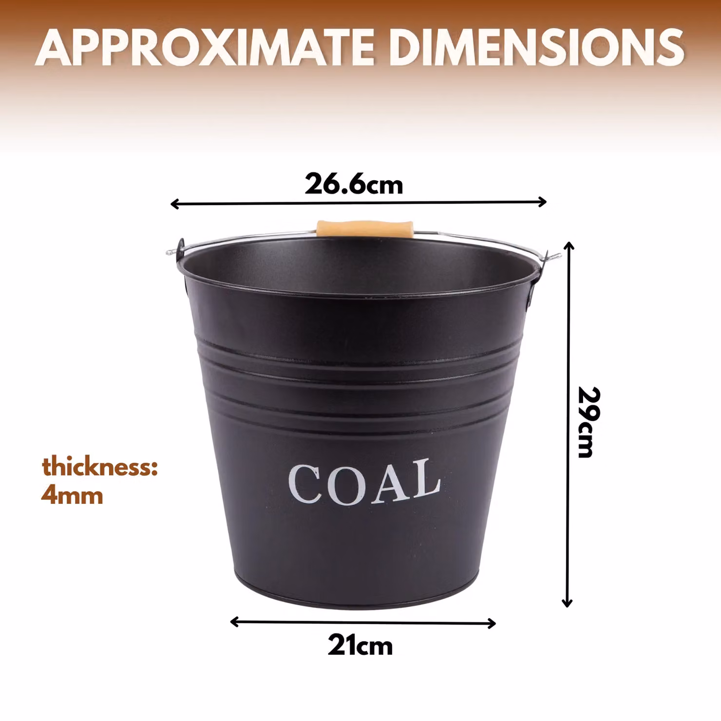 Marco Paul Heavy Duty Fireside Coal Bucket, Black, 12L – 2