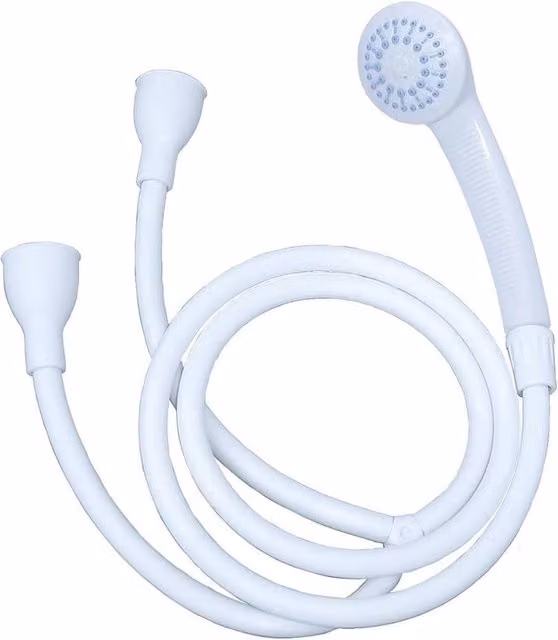 FLAVORA White Matt Handheld Shower Head with 1.7m Push On Tap Hose, W: 100 cm, H: 40 cm, D: 10 cm
