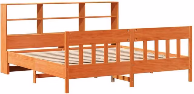 Berkfield Home Beautiful Solid Wood Bed Frame in Waxed Brown, W/D/H: 200 x 110 x 206 cm