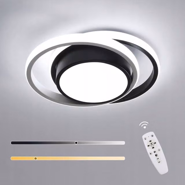 COMELY 32W Dimmable LED Ceiling Light with Remote Control, Round Modern Design in Black and White