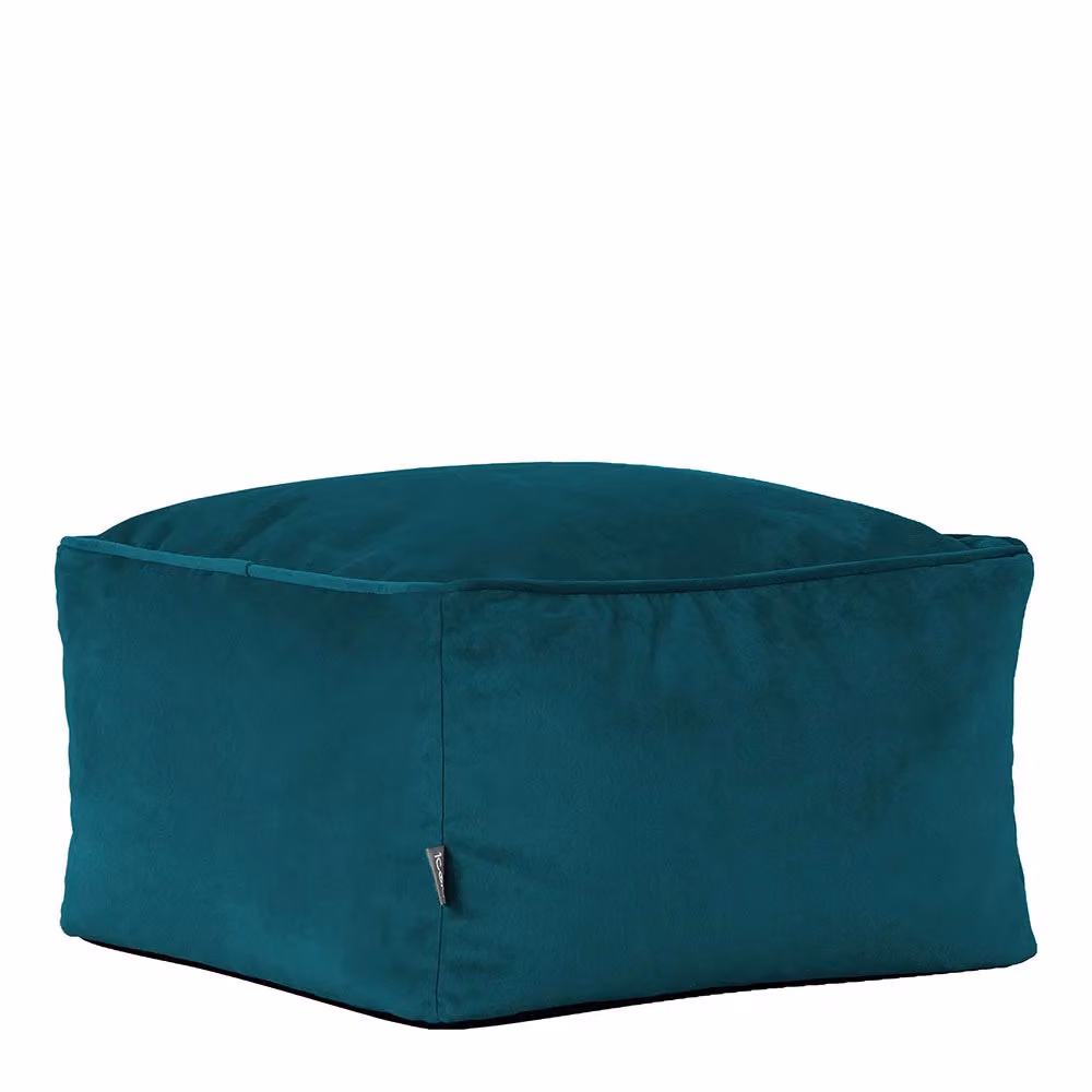 icon Amara Square Velvet Bean Bag Footstool in Petrol Blue – 4