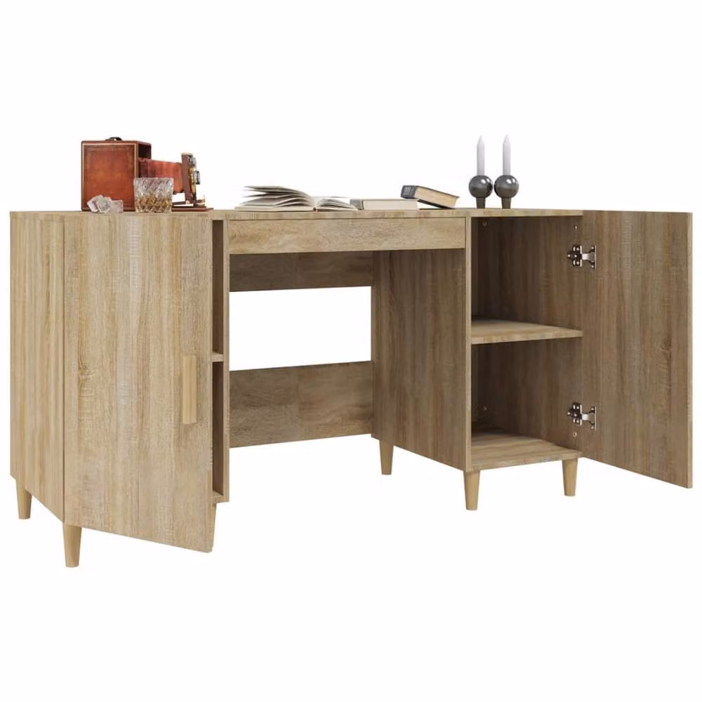 Berkfield Home Computer Desk in Sonoma Oak, Brown MDF, W/D/H: 140 x 50 x 75 cm – 2
