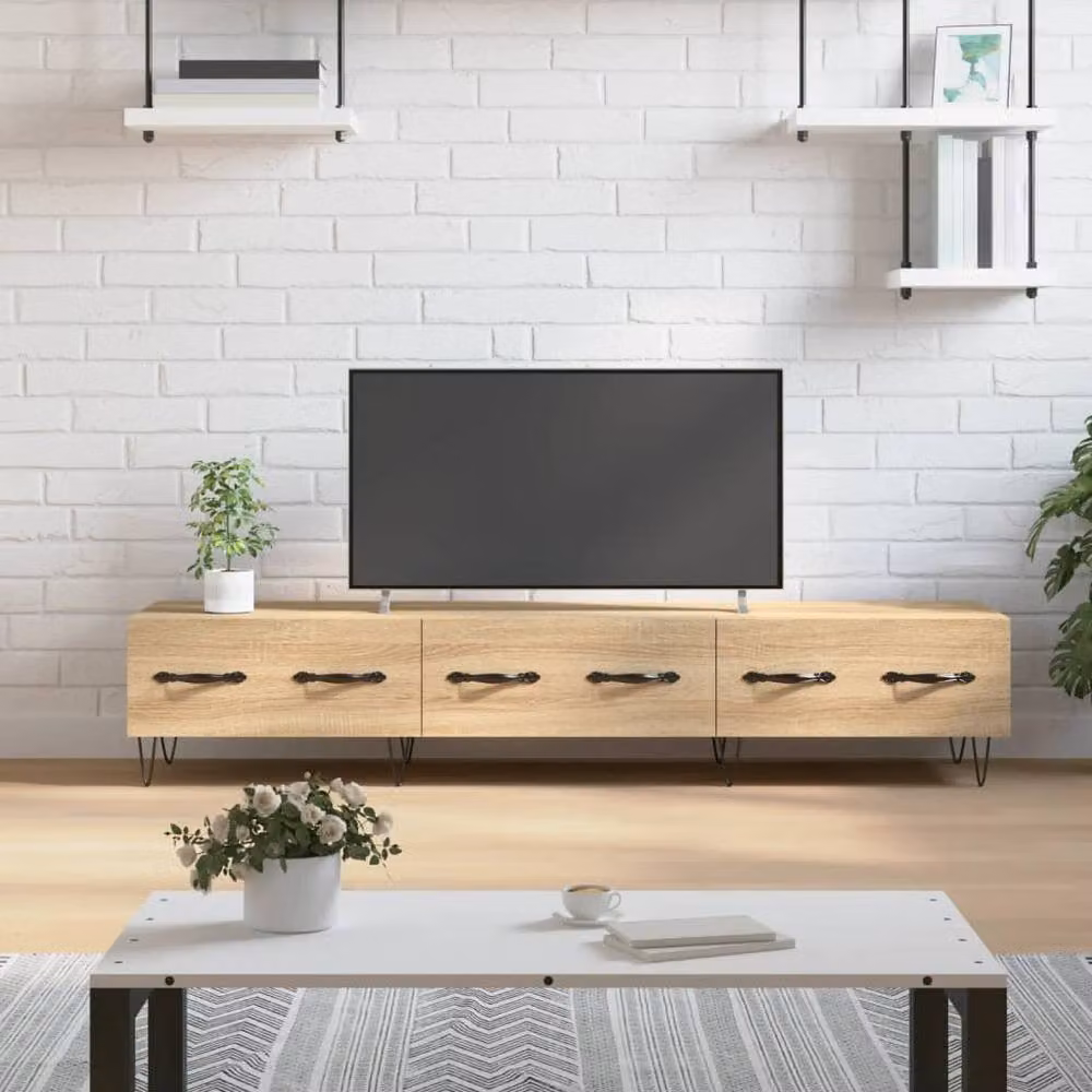 Berkfield Home TV Cabinet in Sonoma Oak and Beige, W/D/H: 150 x 36 x 30 cm – 2