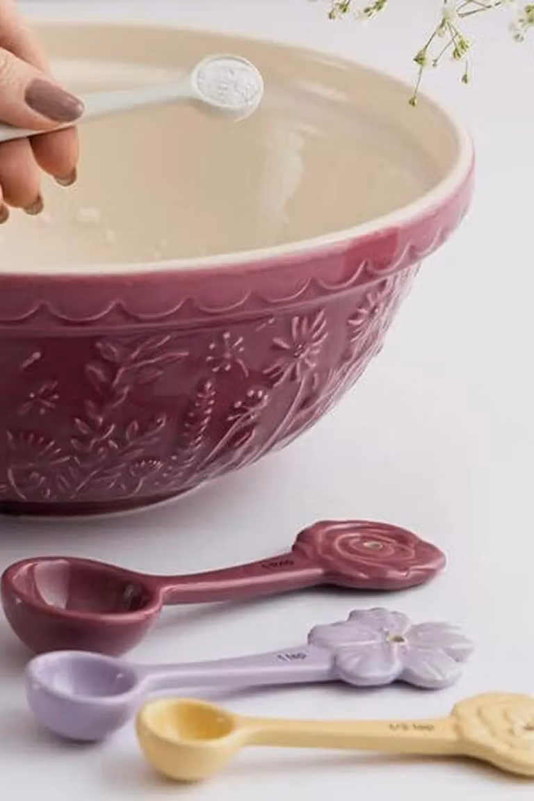 Mason Cash The Meadow Multicolour Ceramic Measuring Cup Set of 3 and Measuring Spoon Set of 4