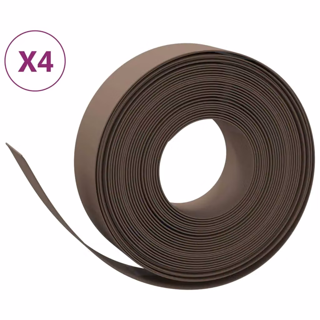 Berkfield Brown Polyethylene Garden Edging, 4 Pieces, 10 m Total Length, Height: 15 cm – 2