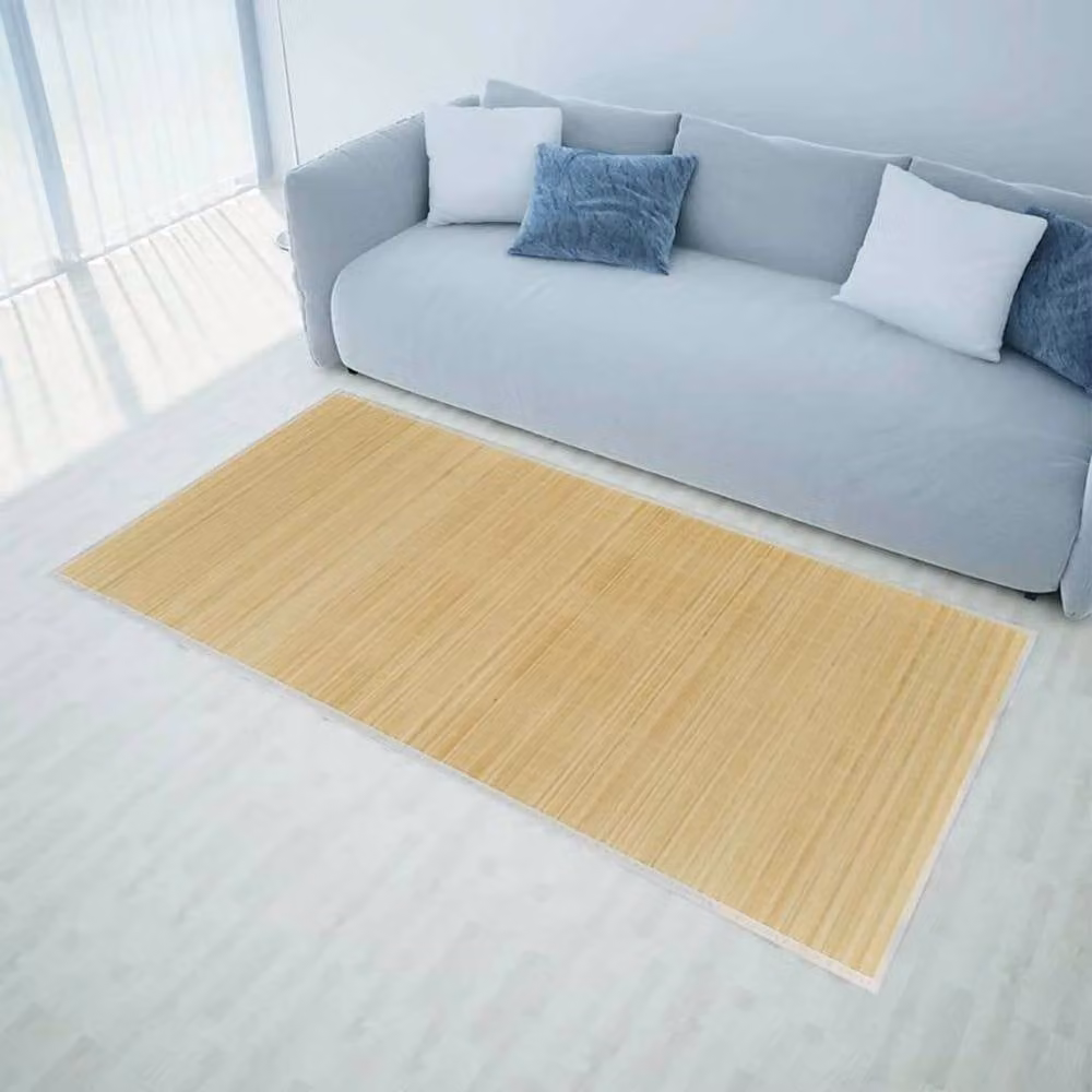 Berkfield Home Bamboo Round Rug in Beige and Sand, W: 100 cm – 1