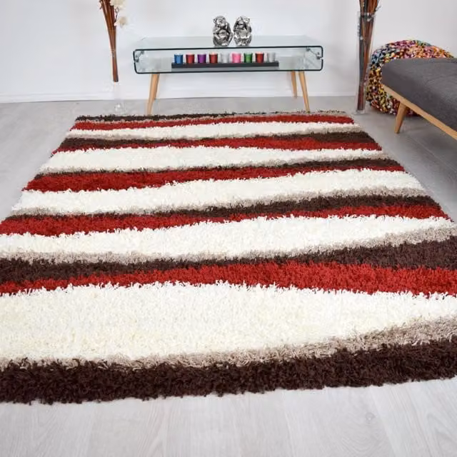 Bravich LTD California Thick Shaggy Waves Rug in Red and Multicolour, W: 60 cm, L: 230 cm – 1