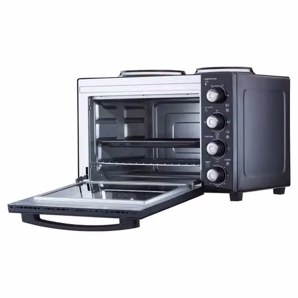 Cooks Professional 34L Multifunction Electric Mini Oven with 2 Hobs and Timer, Black – 2